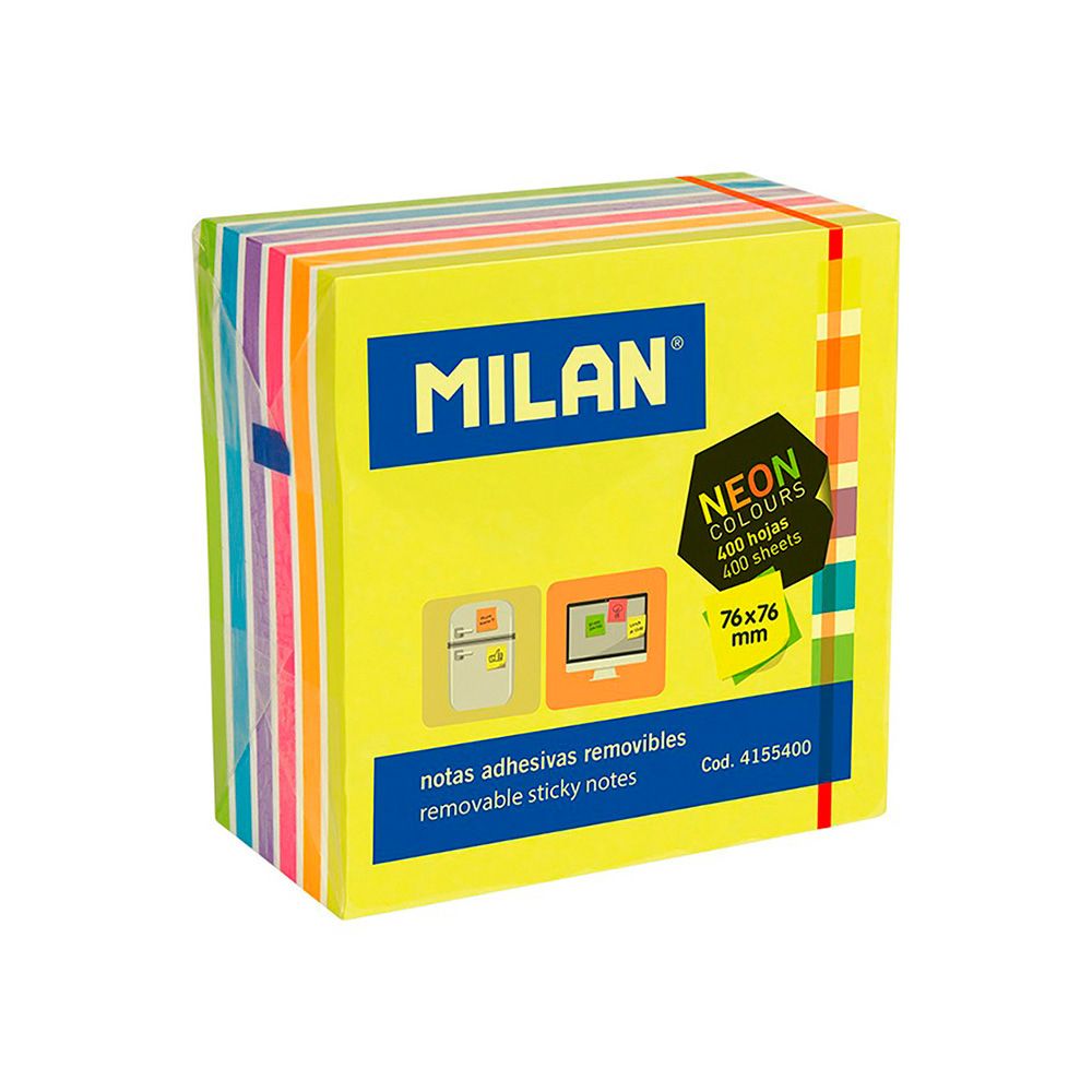Pack 400 notas adesivas 76x76mm cores fluor milan - Image 2