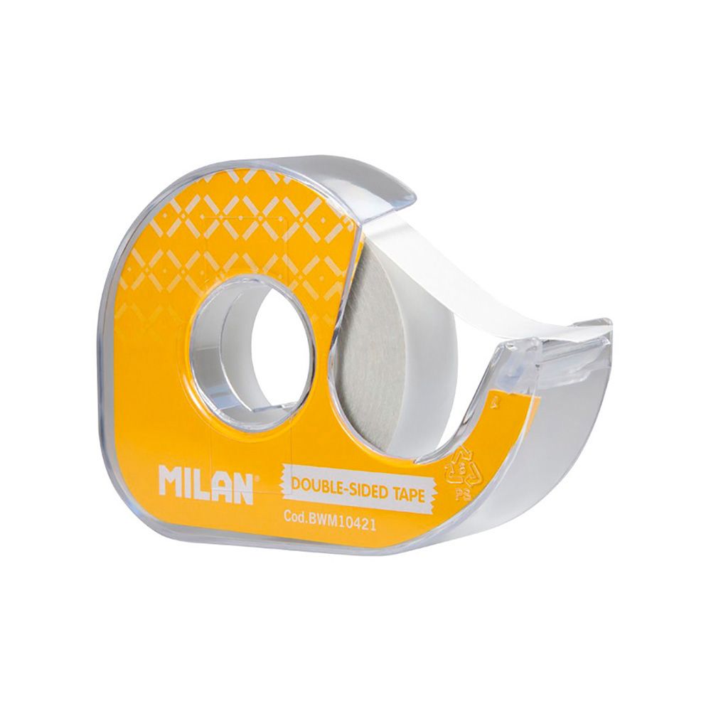 Blíster desenrolador amarelo com fita-cola de dupla face 15mm x 10m milan