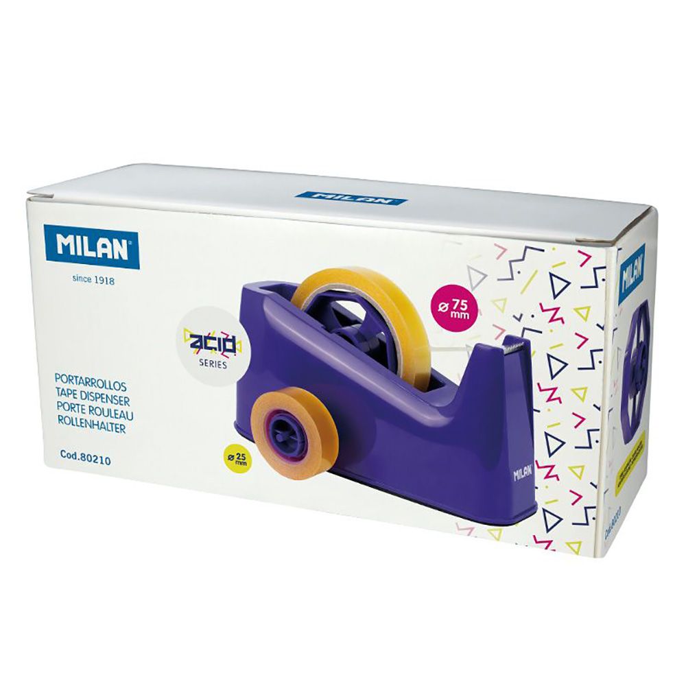 Desenrolador azul para rolos de fita-cola com adaptador duplo 33/66m (fita não incluída) milan - Image 2
