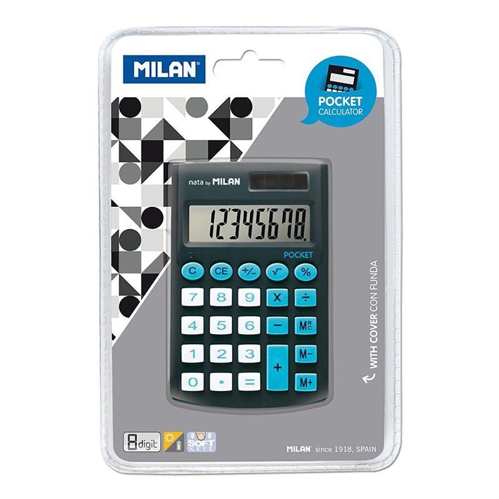 Blíster calculadora pocket preto 8 dígitos com capa milan - Image 2