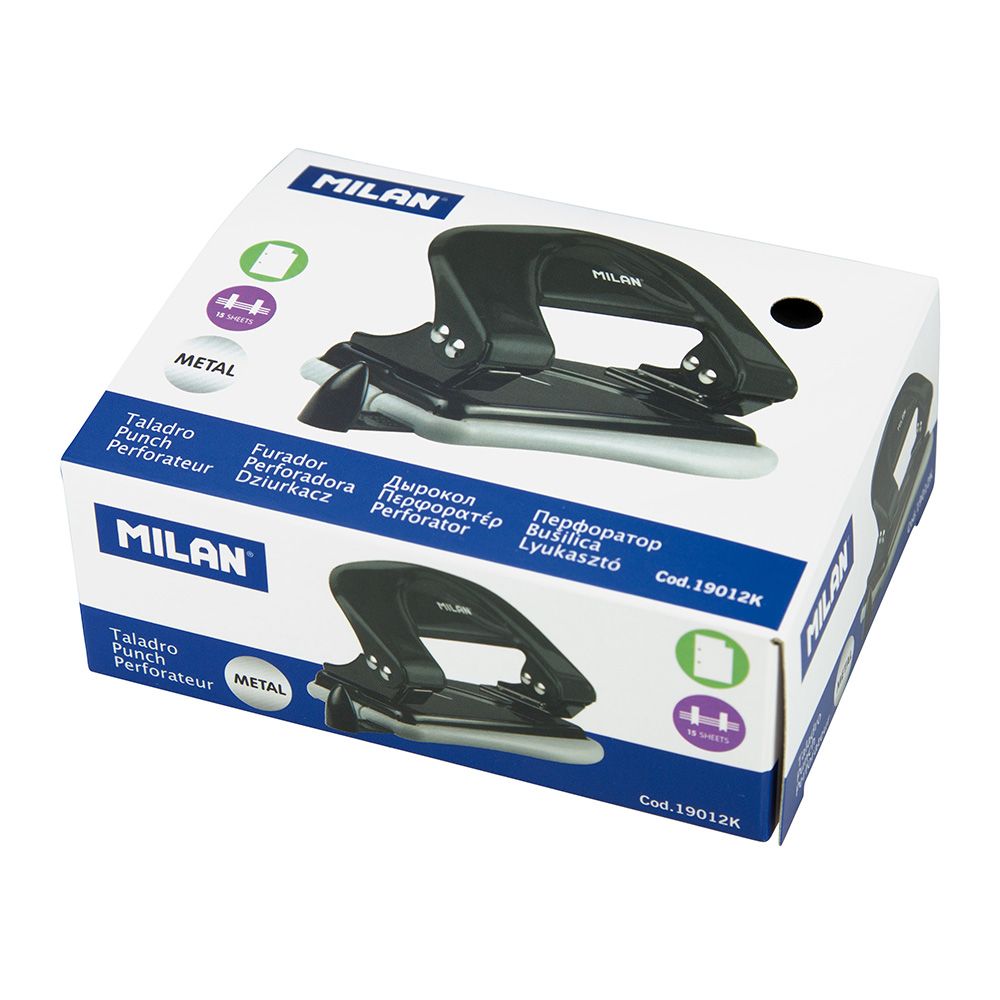 Furador para papel com guia preto milan - Image 2