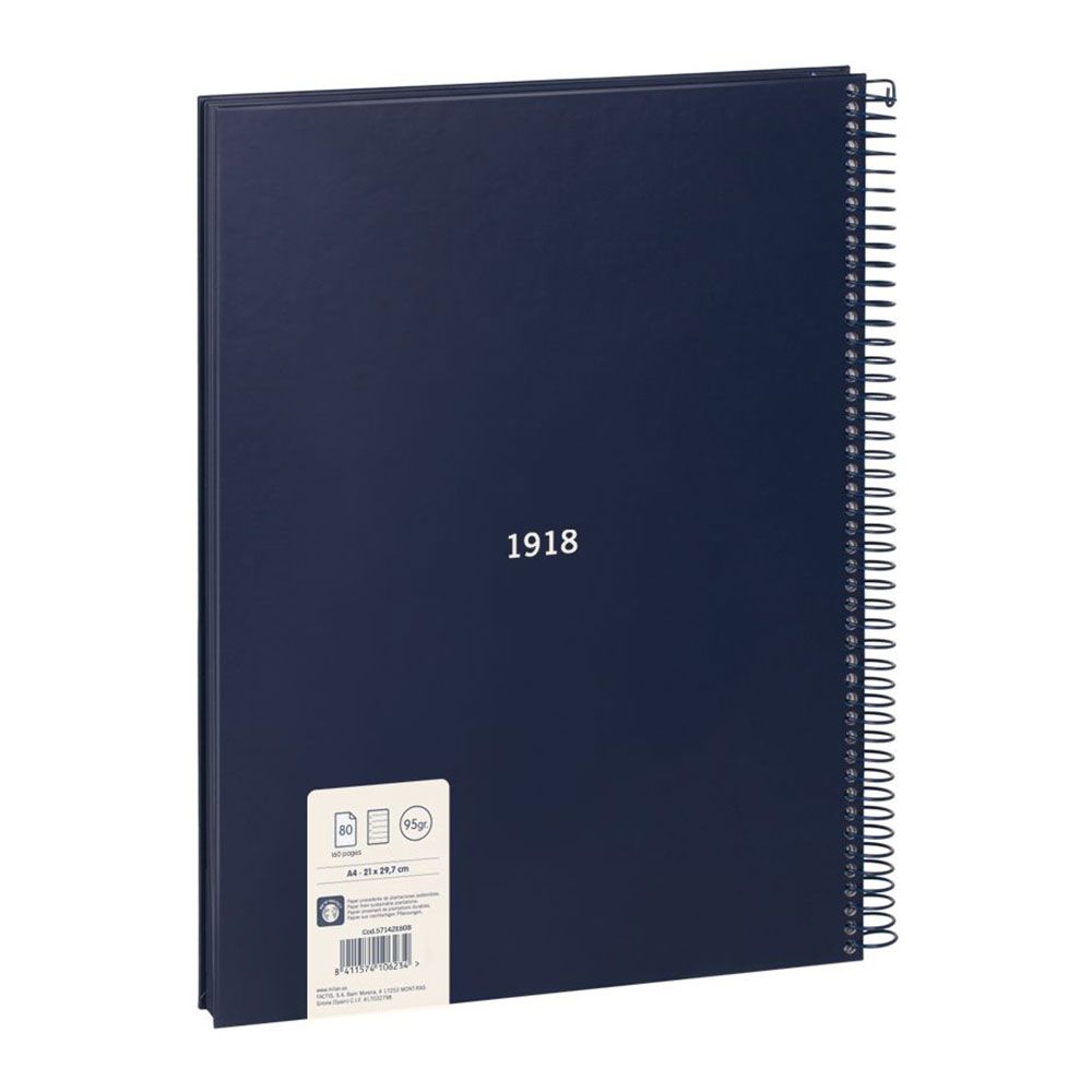 Caderno pautado A4 (7mm) azul-marinho. com espiral. - Image 2
