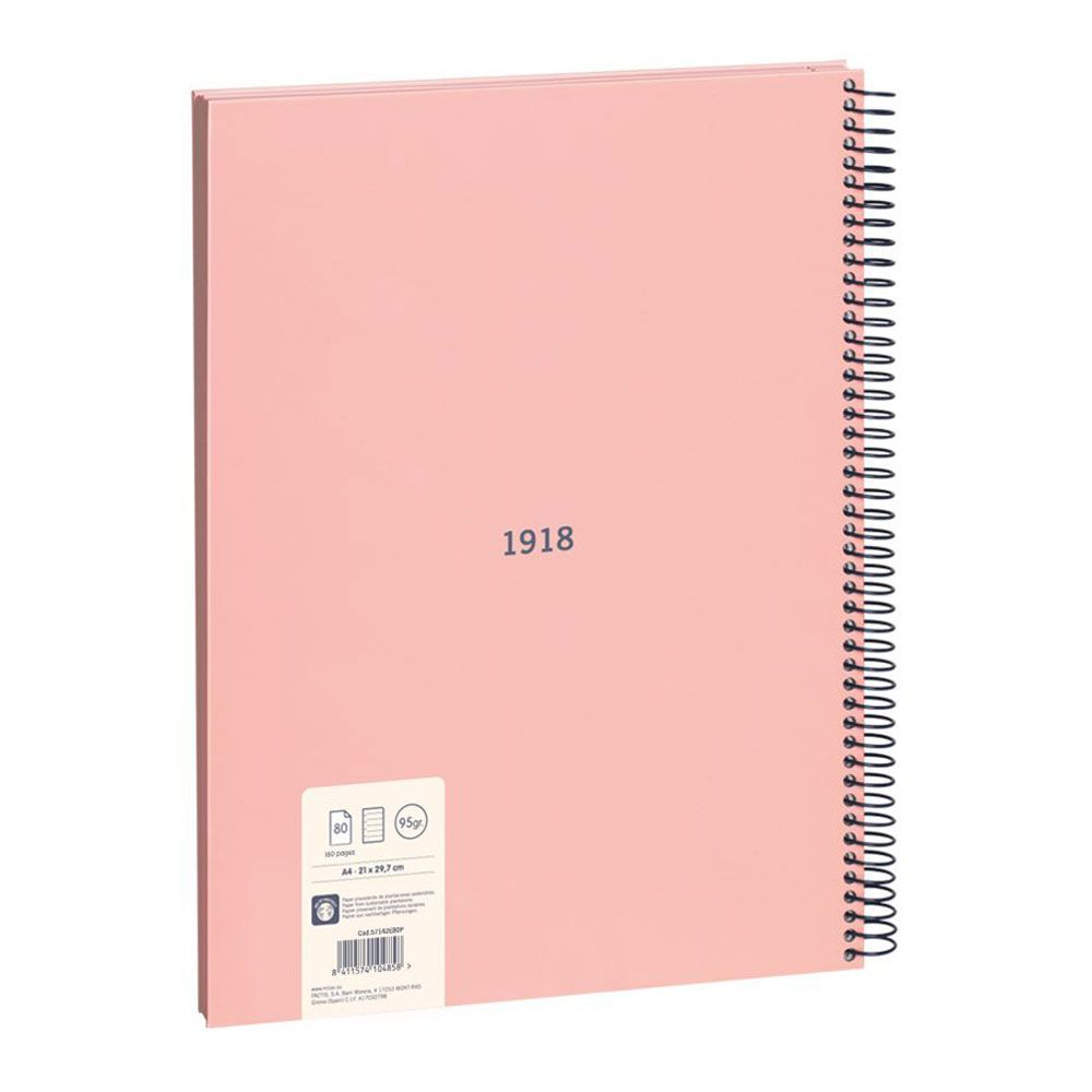 Caderno pautado A4 (7mm) rosa. comespiral. - Image 2
