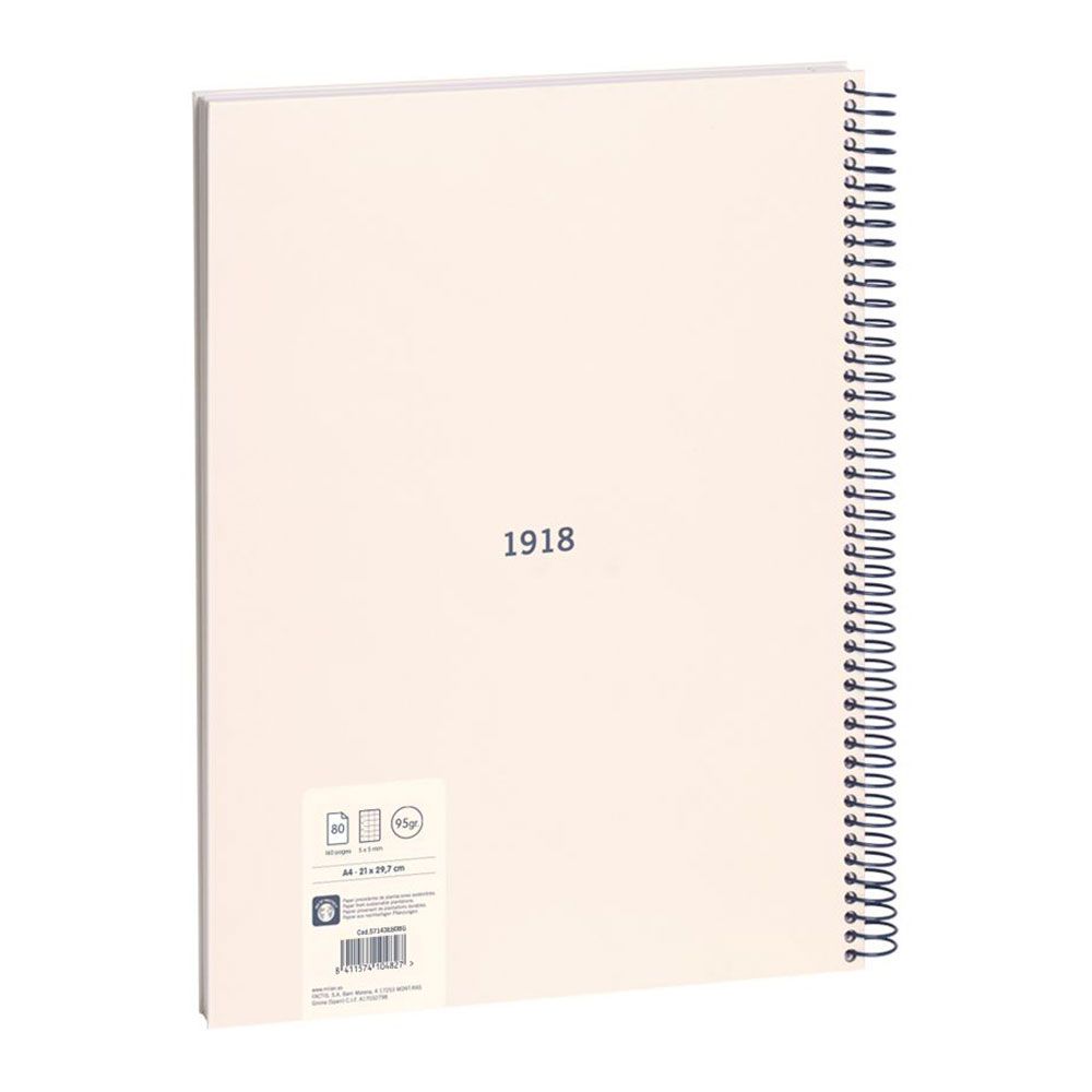 Caderno quadriculado A4 (5x5mm) bege, com espiral. - Image 2