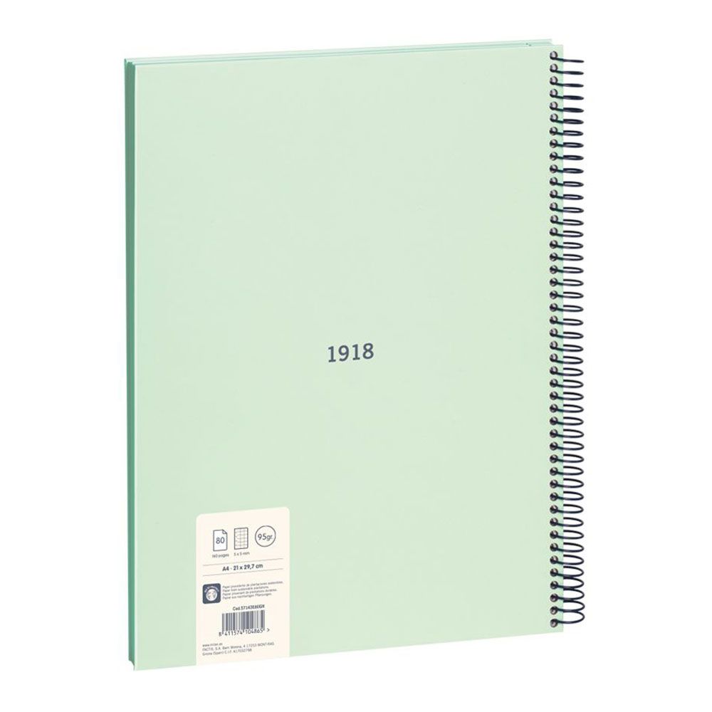 Caderno quadriculado A4 (5x5mm) verde, com espiral. - Image 2