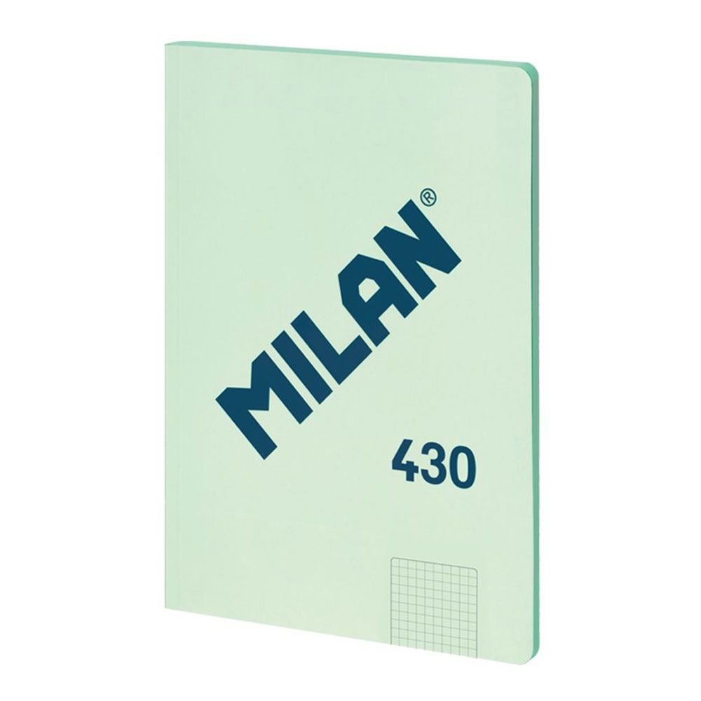 Caderno quadriculado A4 colado, verde.