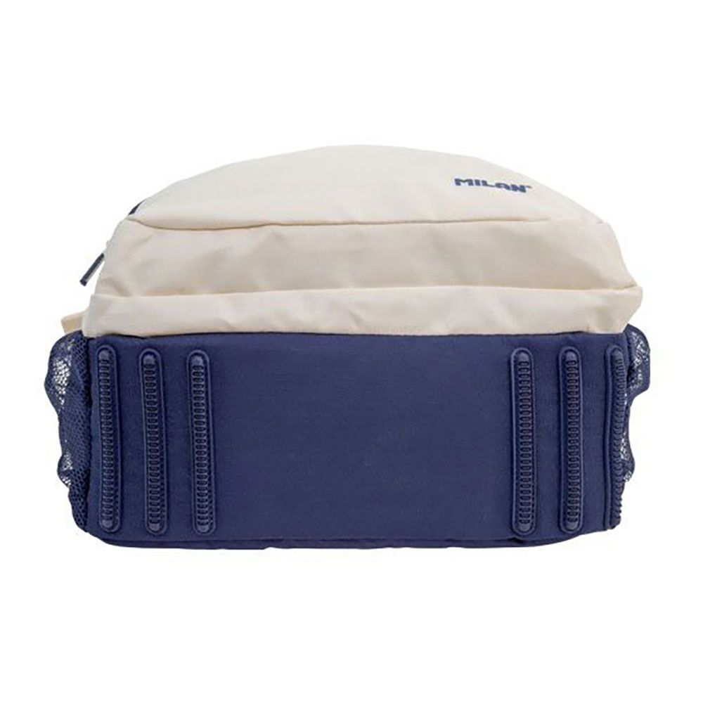 Mochila escolar 4 zípers 25l bege e azul marinho, série 1918. - Image 4