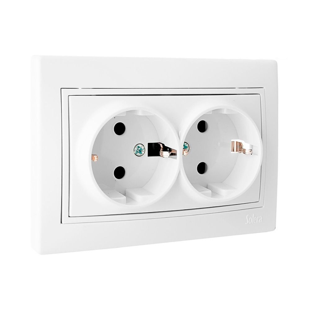 Base tomada dupla t/tl com obturador 16a 250v solera erp60/2u