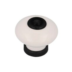Puxador para móvel, modelo 824, de porcelana e metal com acabamento preto mate e branco, Ø31 mm