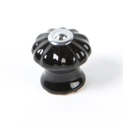 Puxador para móvel, modelo E524, em porcelana e aço com acabamento preto, Ø28 mm