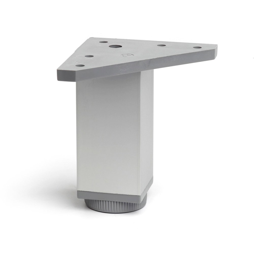 Pé quadrado de alumínio, modelo 404, com acabamento anodizado mate 40 x 40 x 100 mm