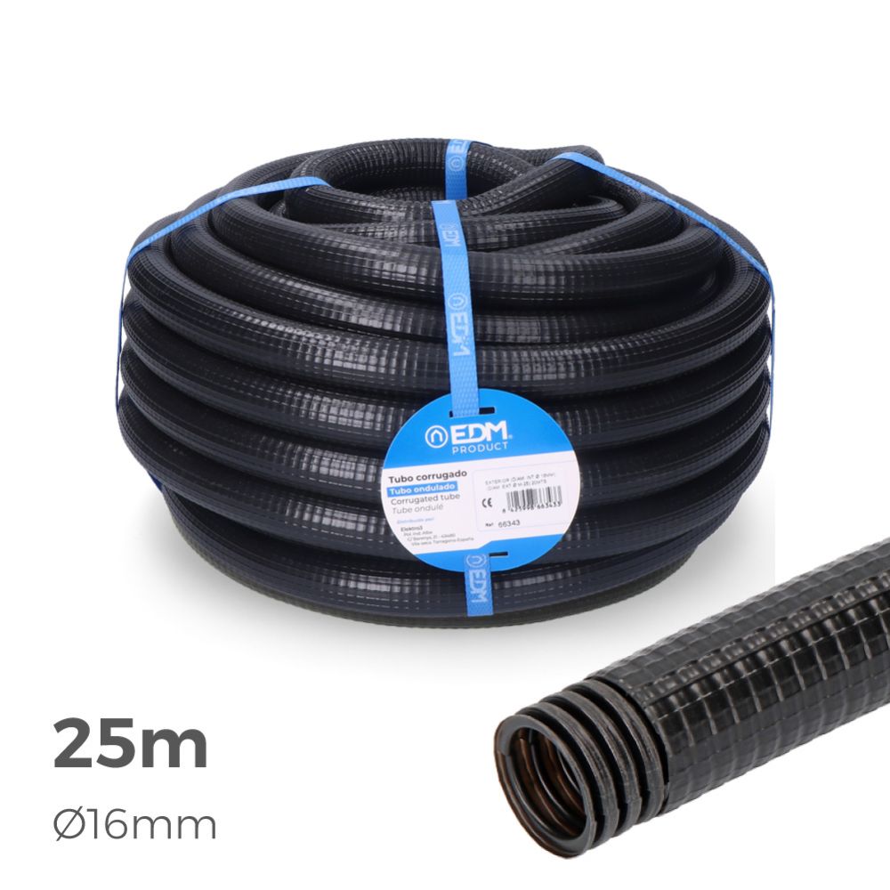 Tubo anelado para exterior medida 16mm M-25 25m CE