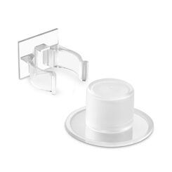 INOFIX Batente de porta e clipe retentor, em termoplástico com acabamento transparente, fixação adesiva, blister