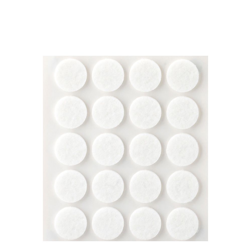 Feltro adesivo, circular, sintético, branco, Ø17 mm, 20 un, blister