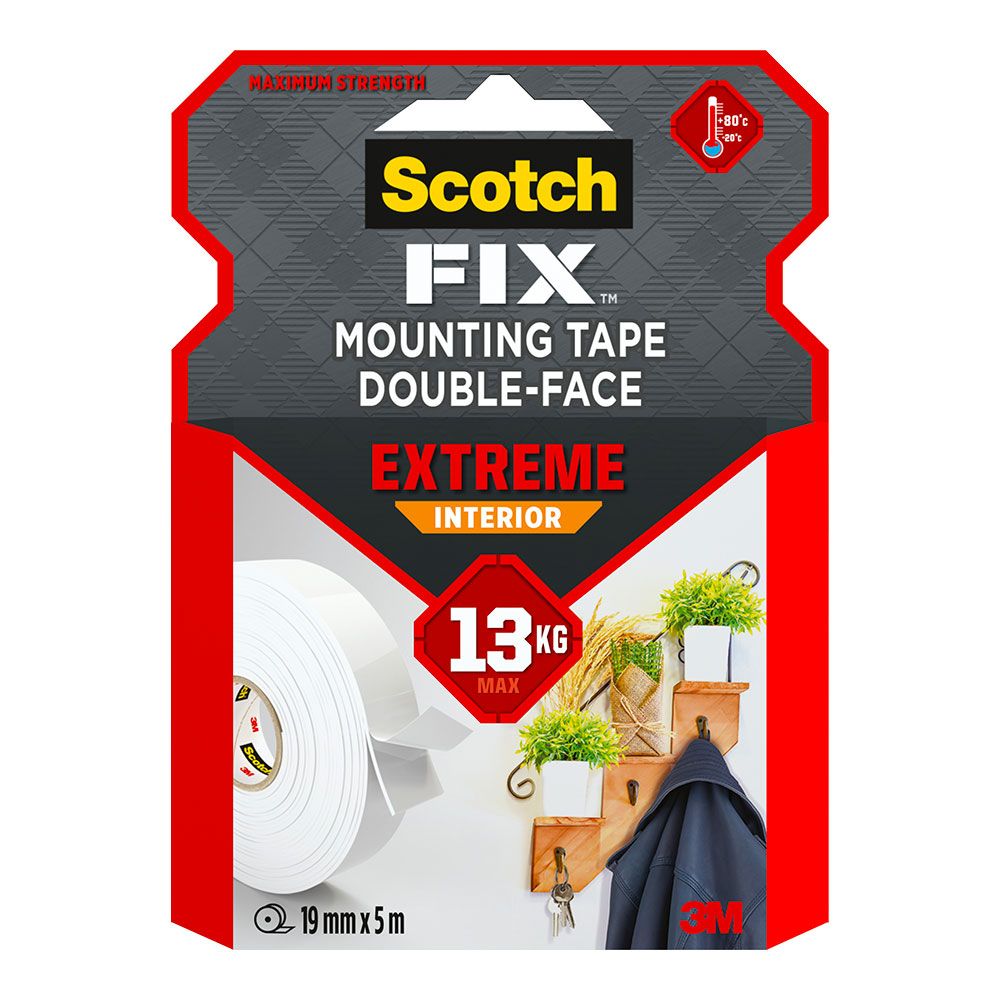 Fita de montagem dupla face extreme para interiores, máx 13 kg, 19 mm x 5 m