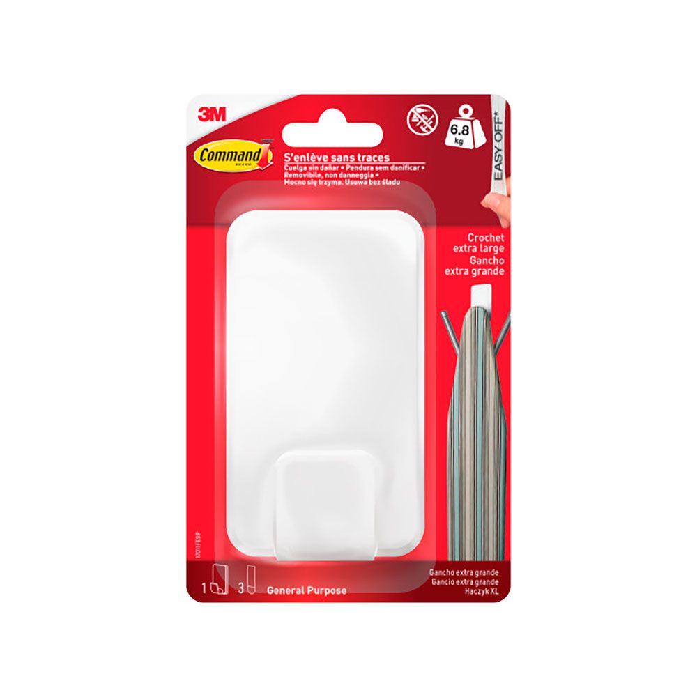 Command gancho para utensílios, extra grande, branco, 1 peça + 3 tiras, máx. 6,8 kg - Image 2