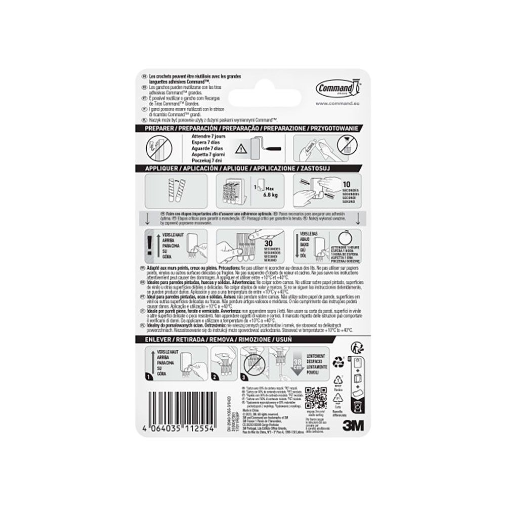 Command gancho para utensílios, extra grande, branco, 1 peça + 3 tiras, máx. 6,8 kg - Image 3