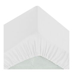 Lençol de baixo com elástico, algodão, branco, 160 x 200 cm