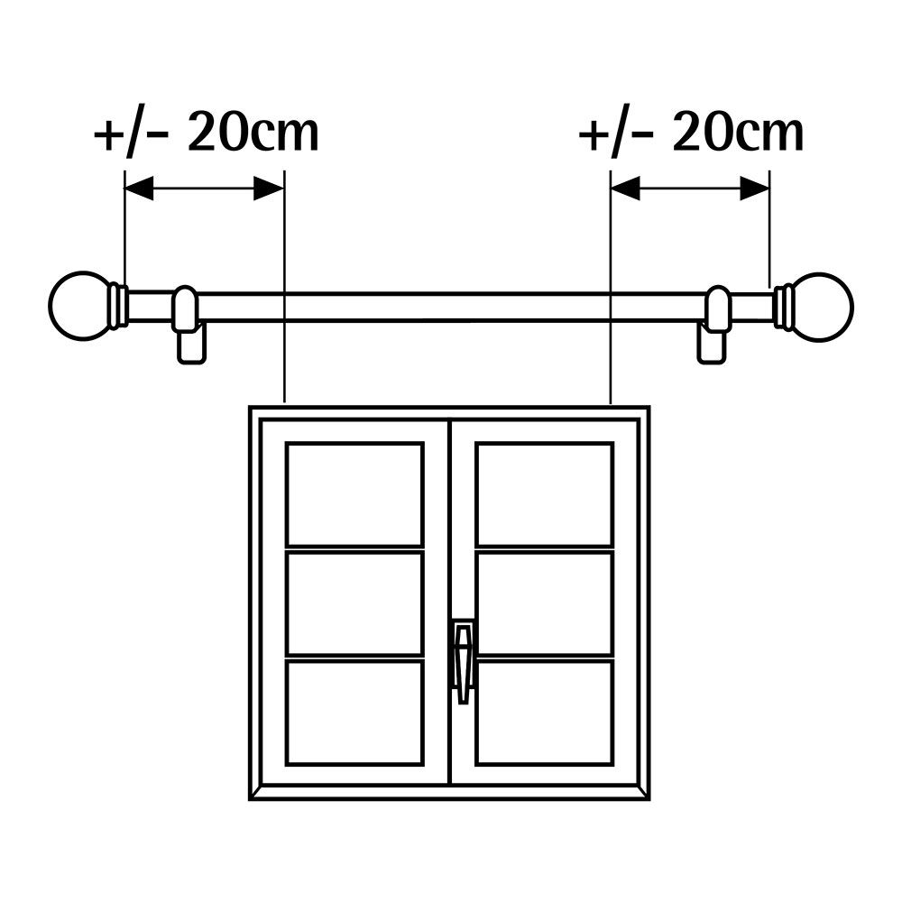 KIT de varão para cortina com argolas extensíveis 110-200 cm - Image 3