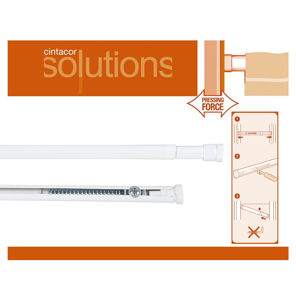 Varão de cortina extensível com sistema de pressão, modelo oval force, branco, 56-90 cm - Image 2