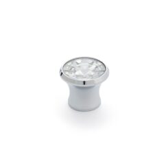 REI Puxador para móveis, modelo 943, vidro com acabamento cromado brilhante - transparente, ø27 mm, blister 4 unidades