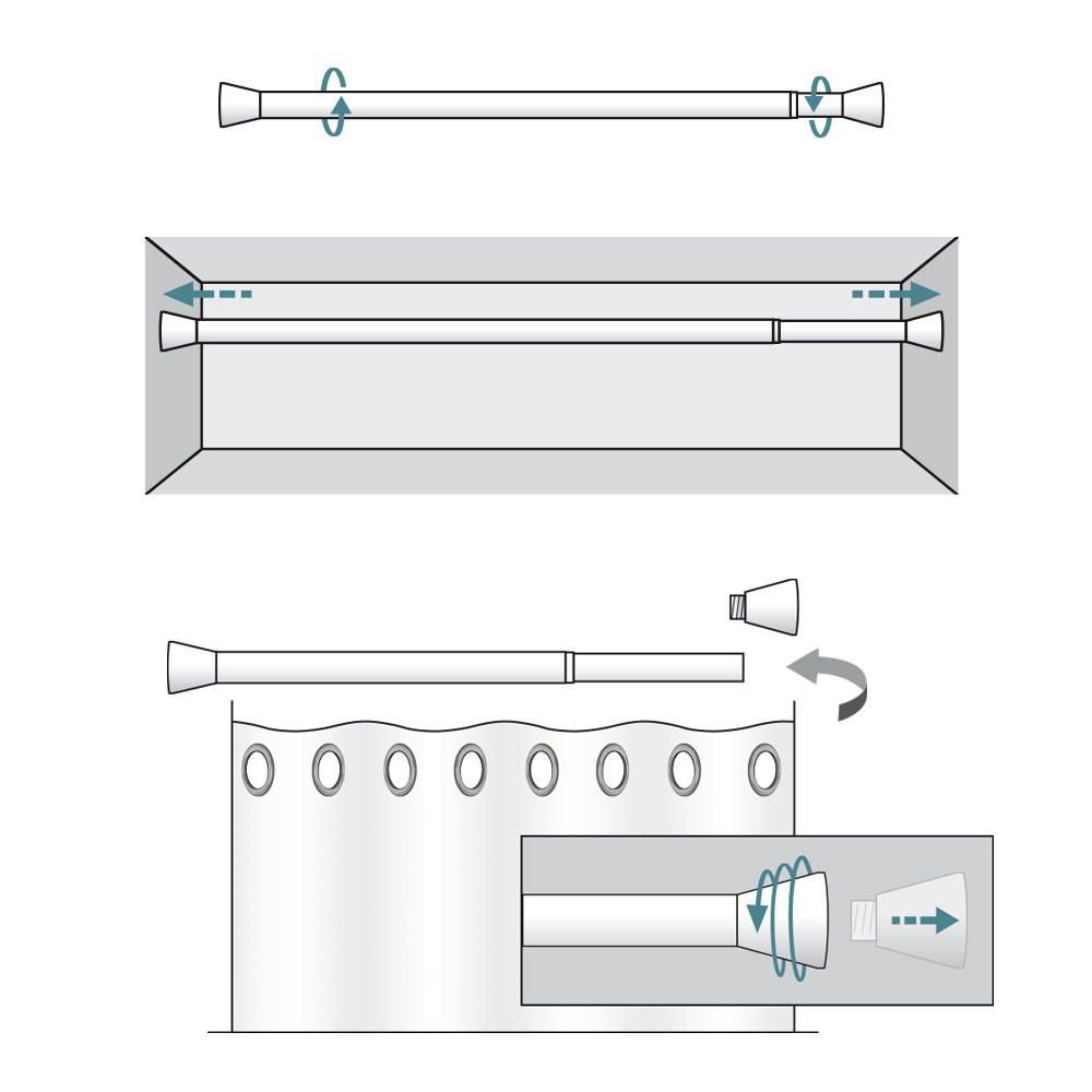 Barra extensível multiuso a pressão sem furos, branca, Ø2,8 - 2,5 x 70 - 120 cm - Image 7
