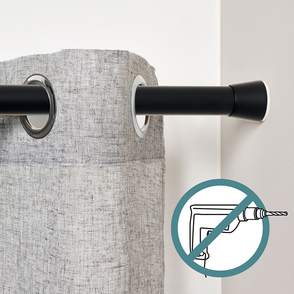 Barra extensível multiuso a pressão sem furos, preto, Ø2,8 - 2,5 x 120 - 210 cm - Image 2