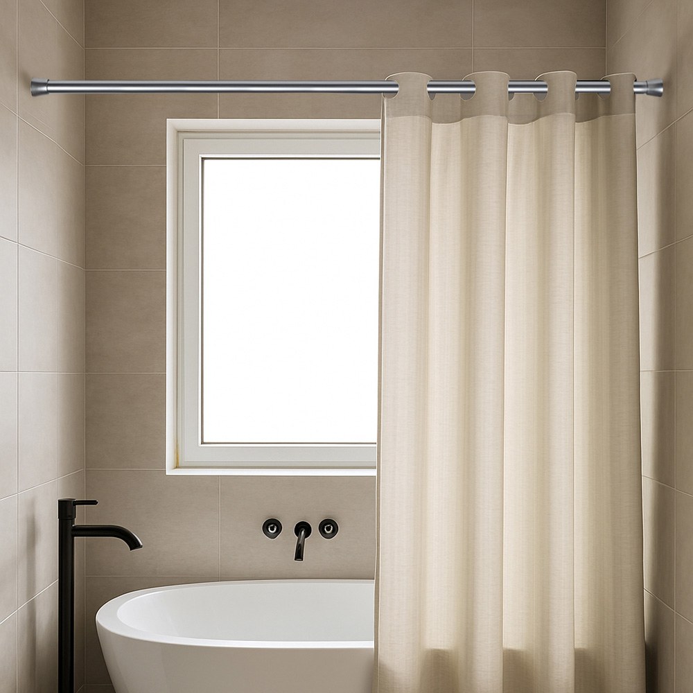 Barra extensível multiuso a pressão sem furos, prata, Ø2,8 - 2,5 x 50 - 80 cm - Image 4