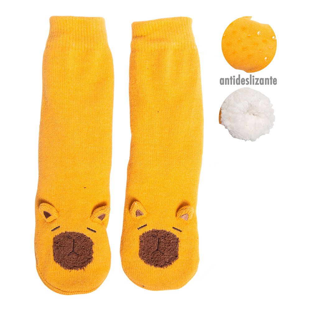 Meias capivara estampadas e antiderrapantes com forro de pelo suave e quentinho, tamanho 40-45.