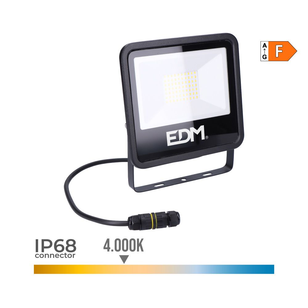 Foco projetor LED 50 W 4000 LM 4000 K LUZ diurna black series 19,2 x 2,9 x 17,5 cm