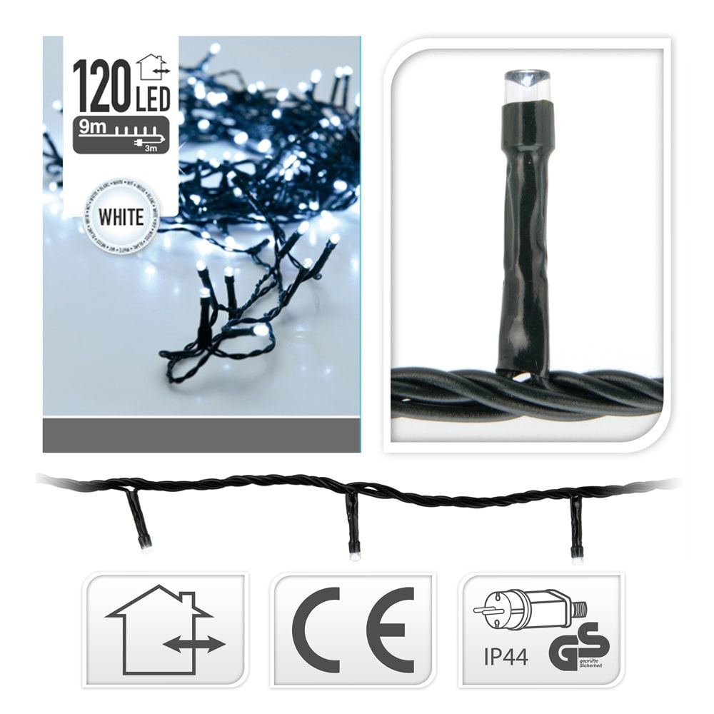 Grinalda fixa 120 leds LUZ fria, exterior, 9 m - Image 2