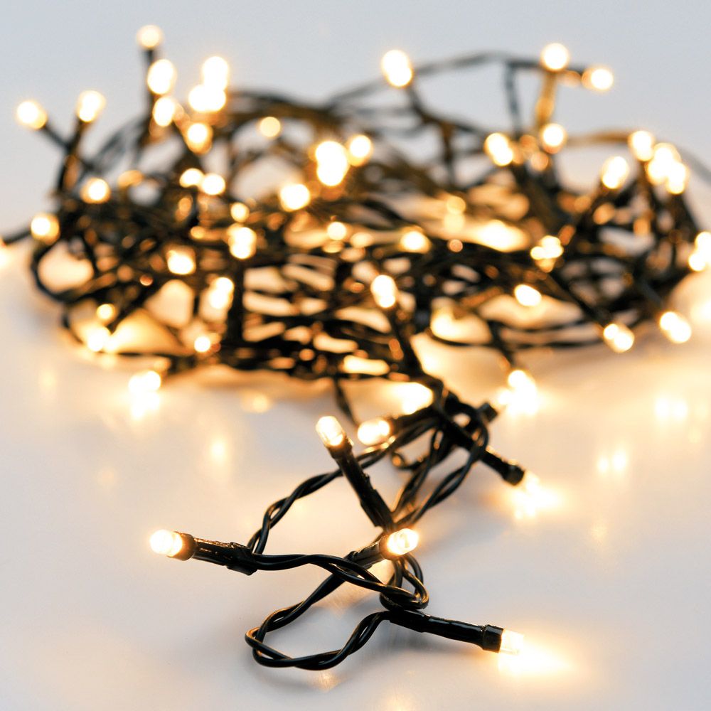 Grinalda fixa 120 LED LUZ quente, para exteriores, 9 m