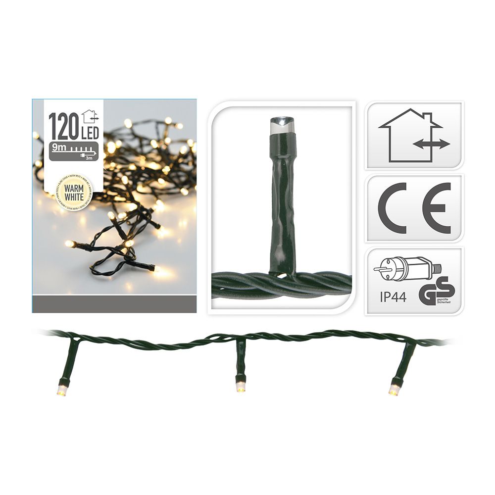 Grinalda fixa 120 LED LUZ quente, para exteriores, 9 m - Image 2