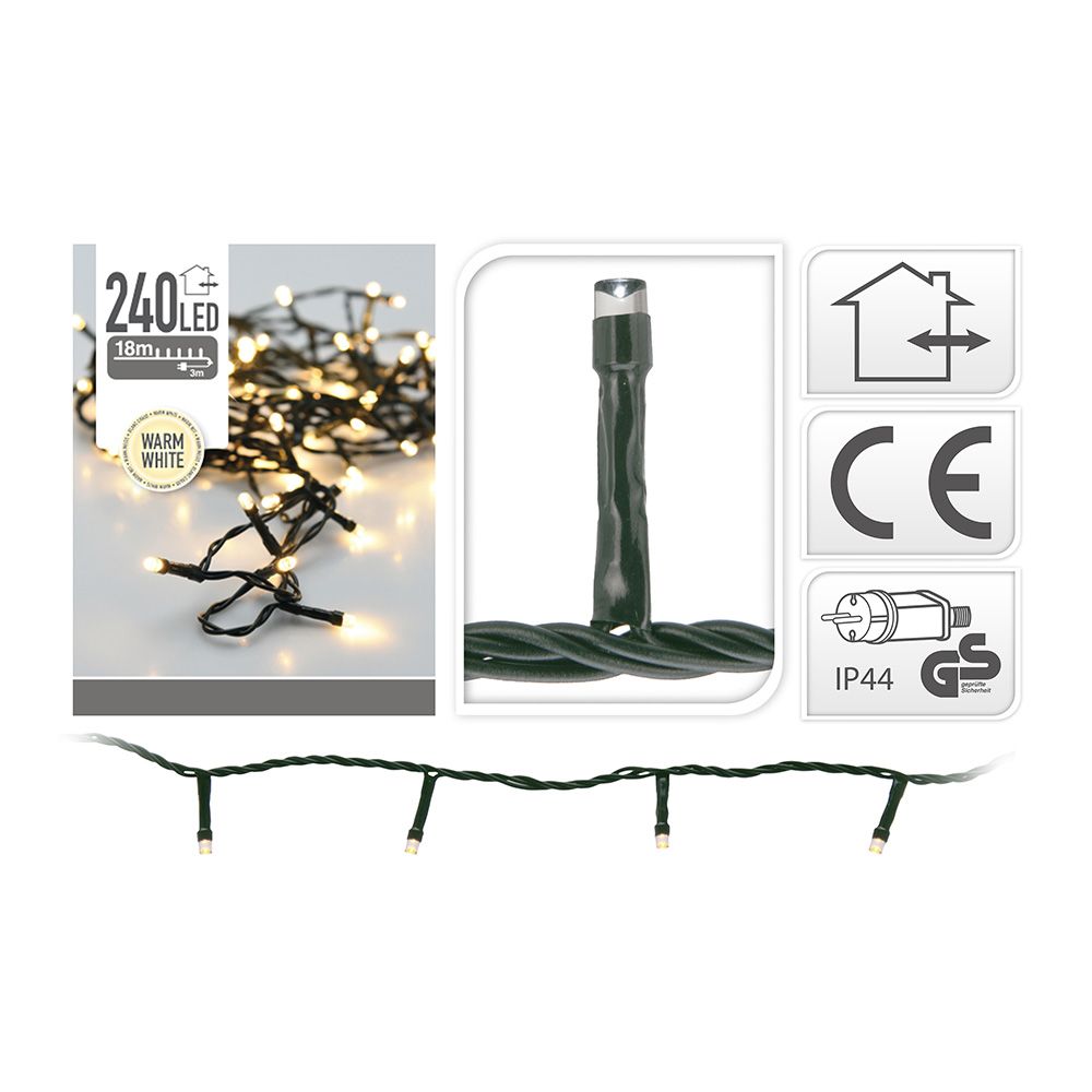 Grinalda fixa, 240 leds de LUZ quente, exterior, 18 m - Image 2