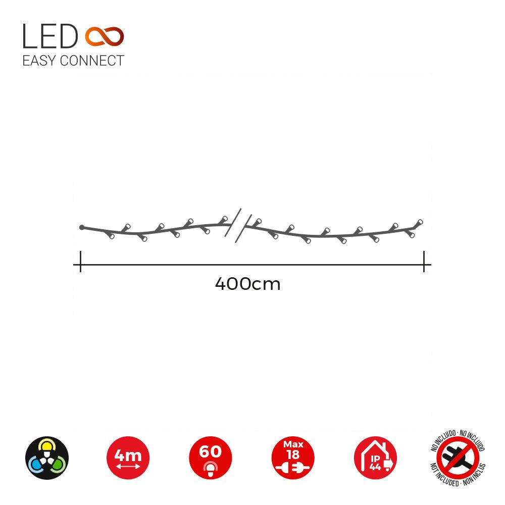 Grinalda easy-connect 60 leds multicor 30V total 1,08W IP44 4m - Image 3