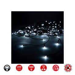Cortina easy-connect 10 tiras 100 leds branco frio 30V total 1,8W IP44 2x1m