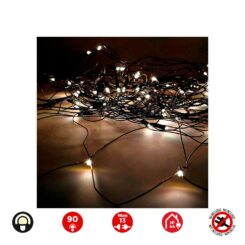 EDM Cortina vermelha de fácil conexão 2x1,5m 90 LEDs brancos quentes 30v (interior-externo) total edm 1,62w
