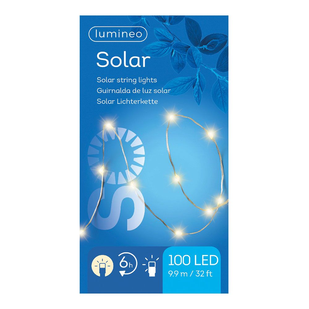 Grinalda solar 100 micro leds branco quente 9,9m lumineo - Image 3