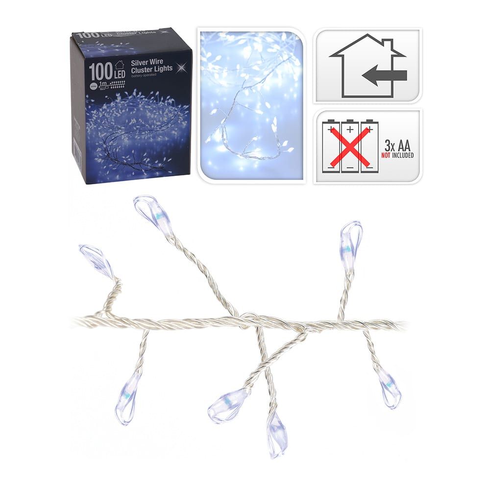 Grinalda a pilhas tipo espinho fixa 100 leds branco frio IP20 1,5m - Image 2