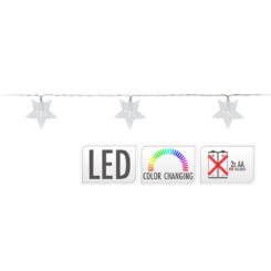 Grinalda a pilhas fixa 10 leds multicor com estrelas IP20 1,3m