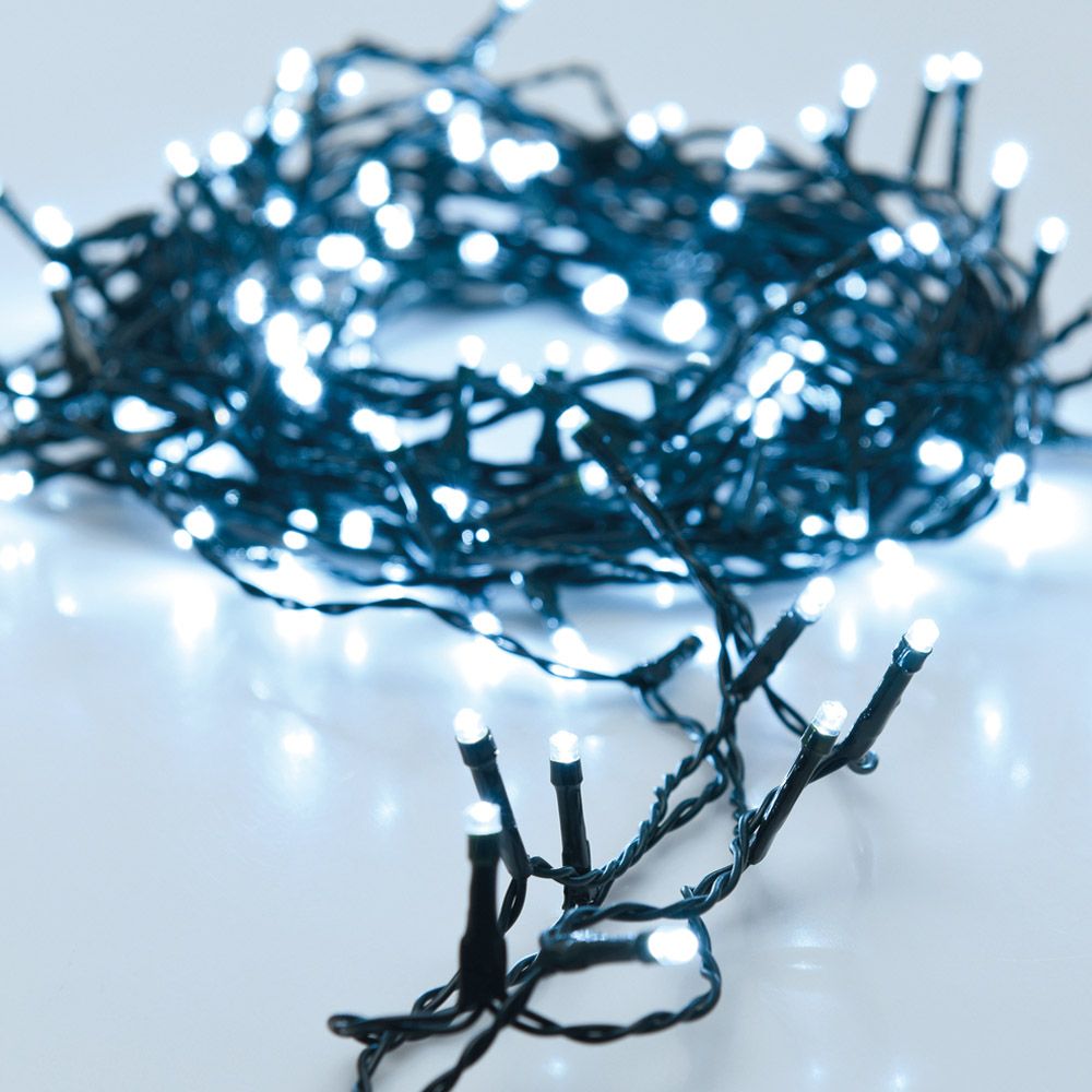Grinalda a pilhas multifunções 24 leds branco frio cabo preto IP44 2,30m