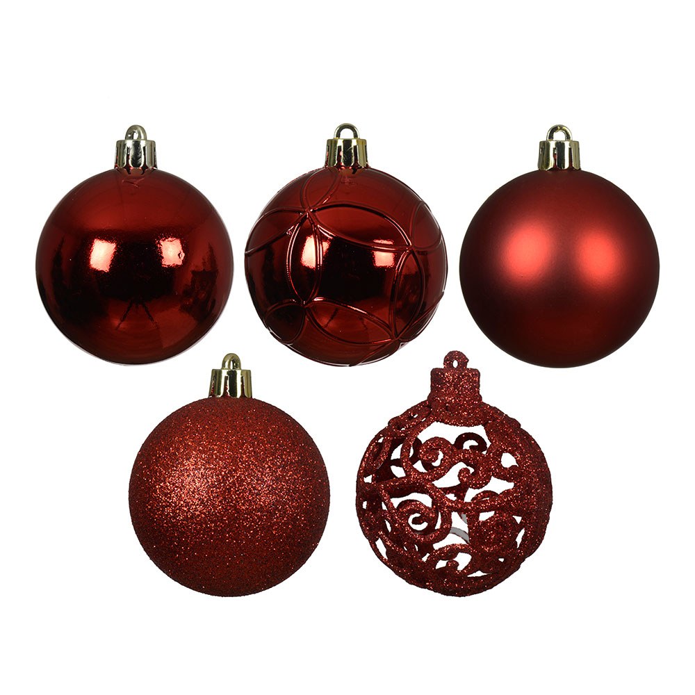 Bolas de decoração de árvore de natal, vermelhas, caixa com 35 un - Image 2