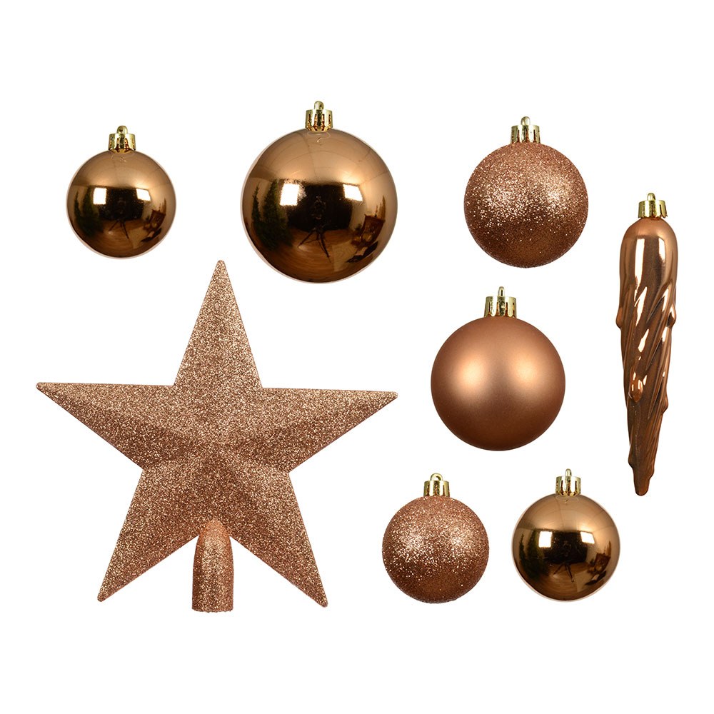 Enfeites de árvore de natal, bronze, caixa com 33 peças - Image 2