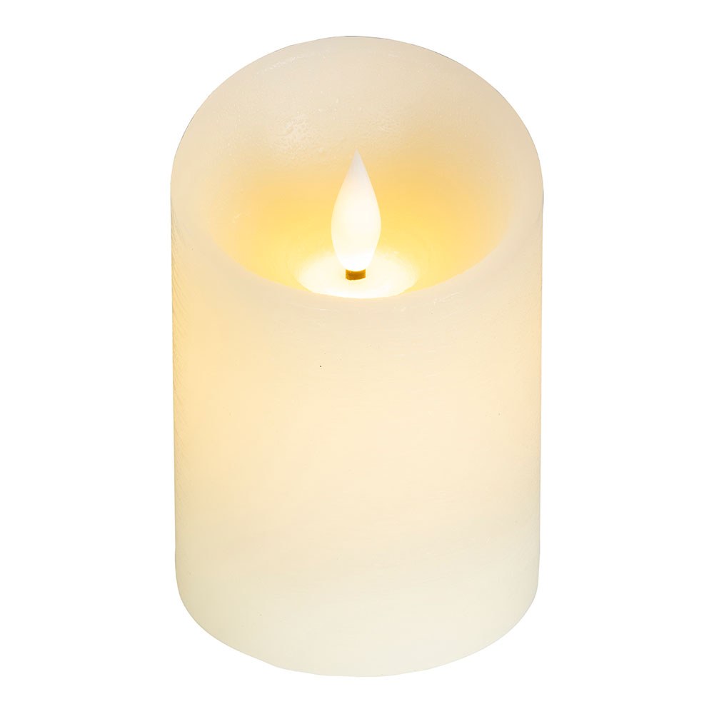 Vela de cera LED, com topo curvo, COR creme, Ø7,5 x 12,5 cm