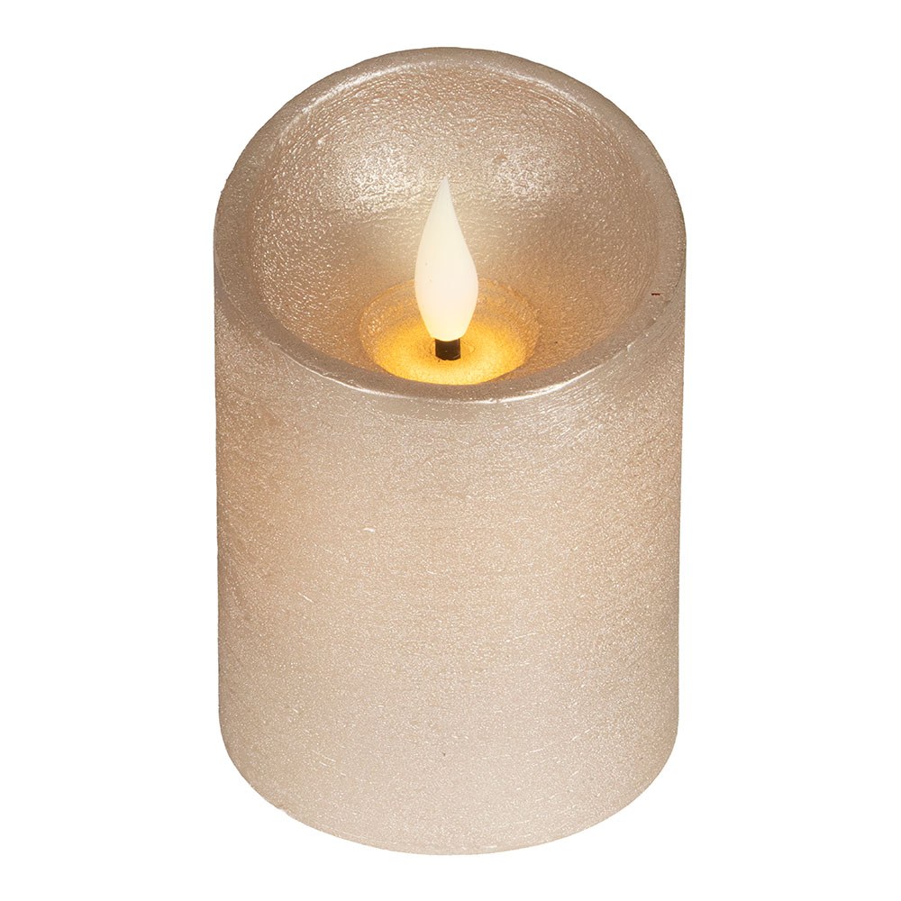 Vela de cera LED, com topo curvo, COR dourada, Ø7,5 x 10,5 cm