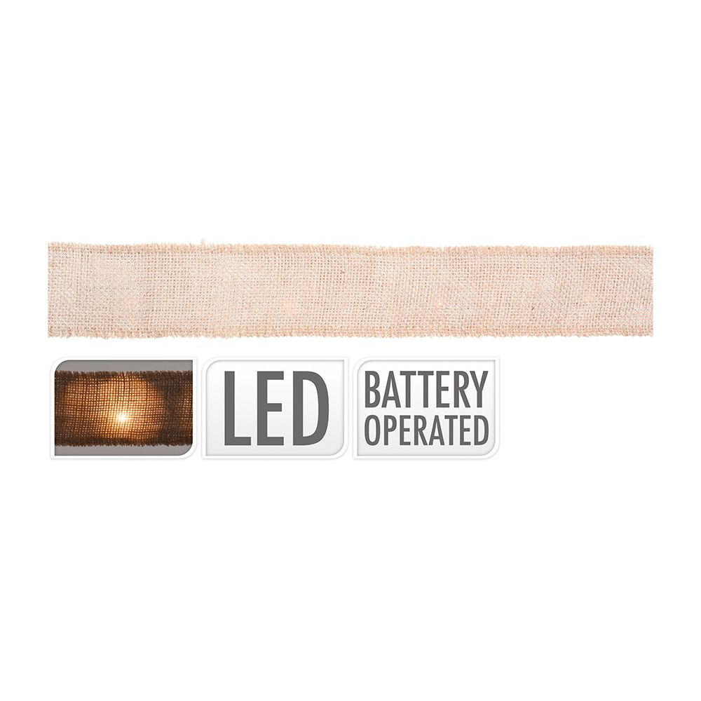 Grinalda laço com 20 leds a pilhas 2m x 5cm 2xAA