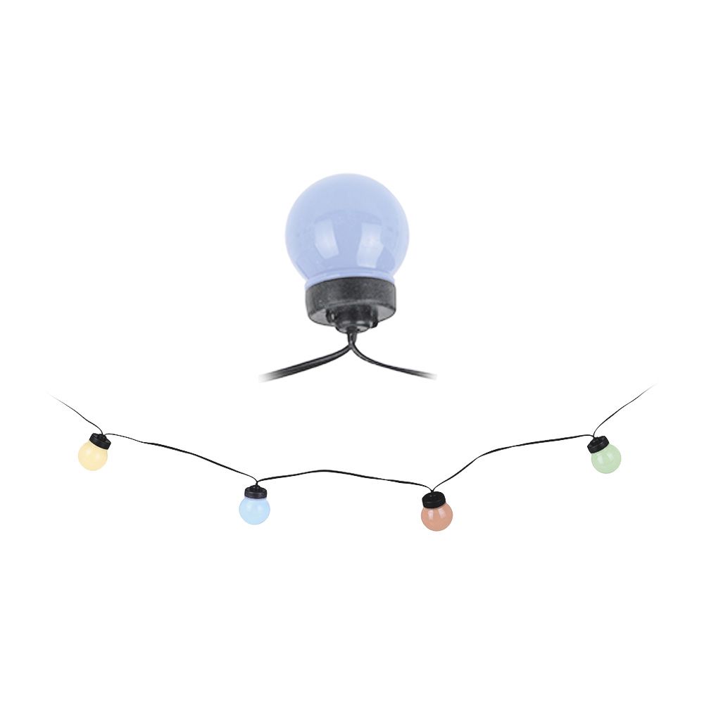 Grinalda multicor fixo (cores suaves) 20 leds com lâmpadas esféricas IP44 12,5m