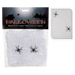 Teia de aranha halloween com 2 aranhas 50 x 40 cm