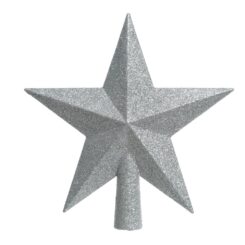 Estrela prateada com purpurina para árvore de natal 19x4,2x19cm