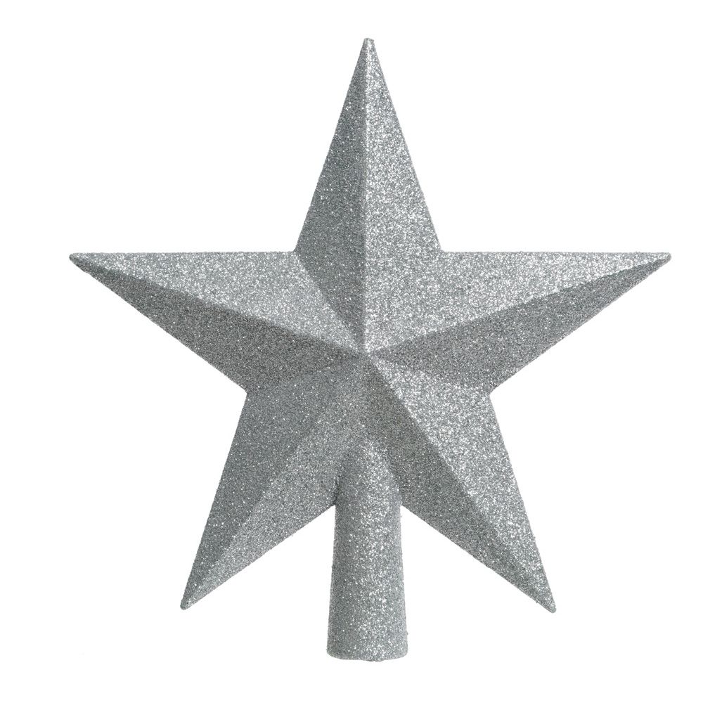 Estrela prateada com purpurina para árvore de natal 19x4,2x19cm